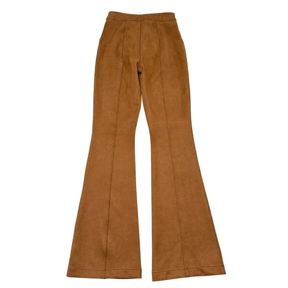 Spanx High Waisted Faux Suede Flare Pants Size Small Camel Brown Country Western - Picture 5 of 11
